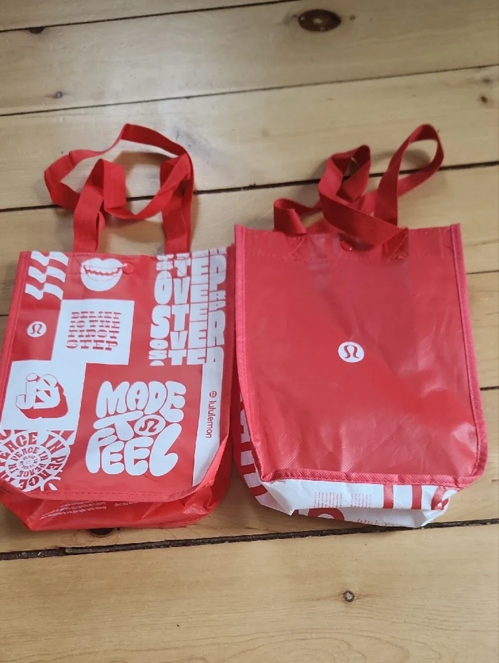 Lululemon 9x12 Red Reusable Tote Bag Duo
